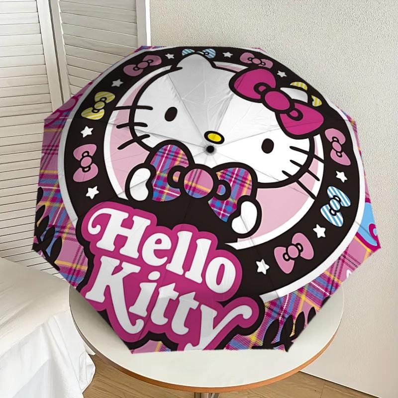1pc Hello Kitty [Automatic Folding Umbrella] Durable Iron Frame & Rod, Portable Folding, All Seasons, Home Travel Outdoor, Makes a Great Holiday Gift