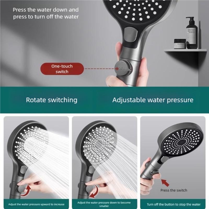 ABS Handheld Shower Head With Triple Sprays Function 130mm Coverage Area Water Filter Systems Bathroom Essential