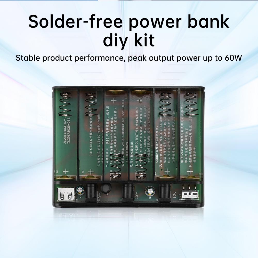 5V 9V 12V Output 6x 18650 Battery UPS Uninterrupted Power Supply DIY Power Bank Box for House Router Cellphone Tablet Modem