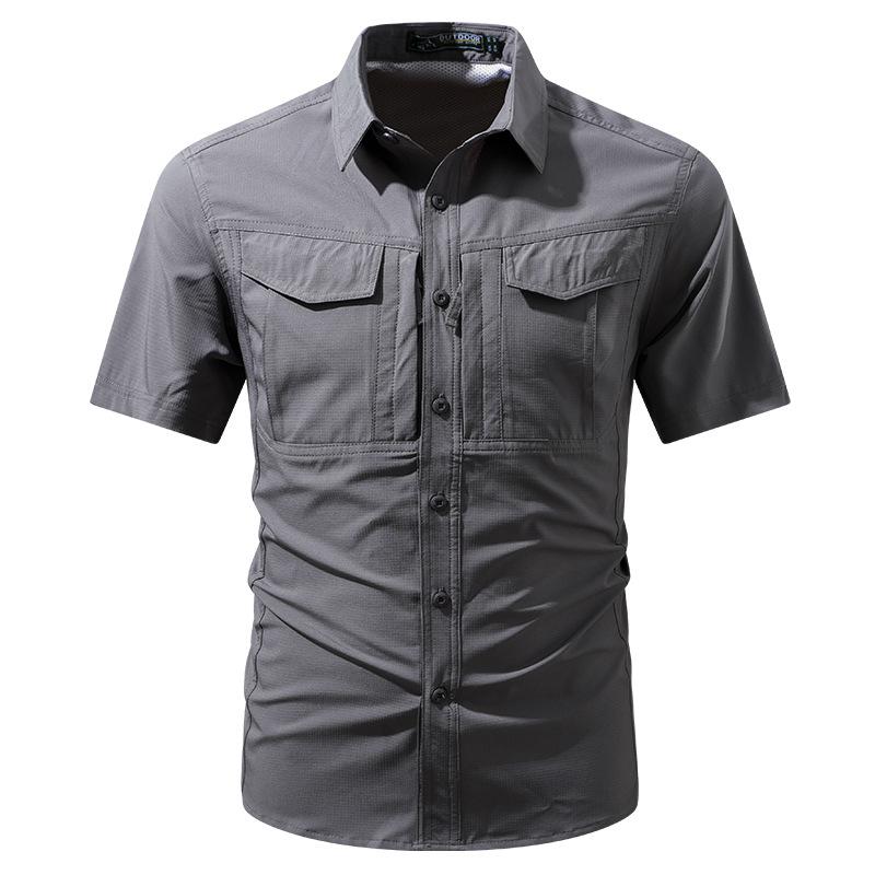 Men's 2026 Summer New Quick Dry Workwear Short Sleeve Shirt, Thin Loose Fit Outdoor Casual Half Sleeve Shirt, Trendy Style