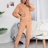 Women's Solid Colour Loose Casual Reversible Fleece Hooded Sweatshirt Home Wear Fashion Set