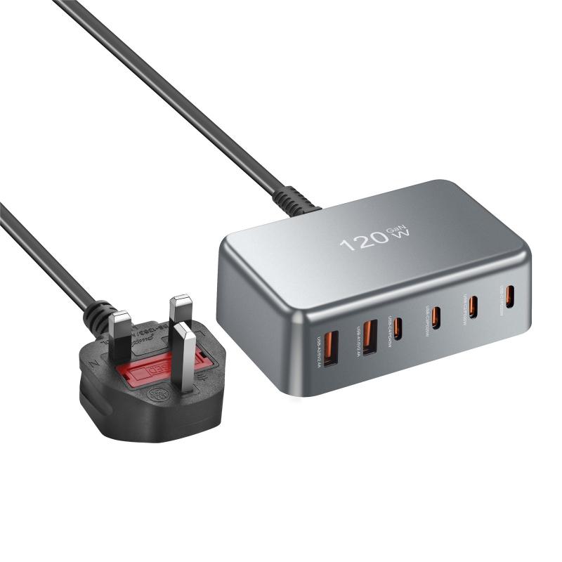 120W Gan Charger Multi Ports Fast Charger Desktop Charging Station Usb Type C Pd Phone Charger Adapter For Ipad Laptop Tablet