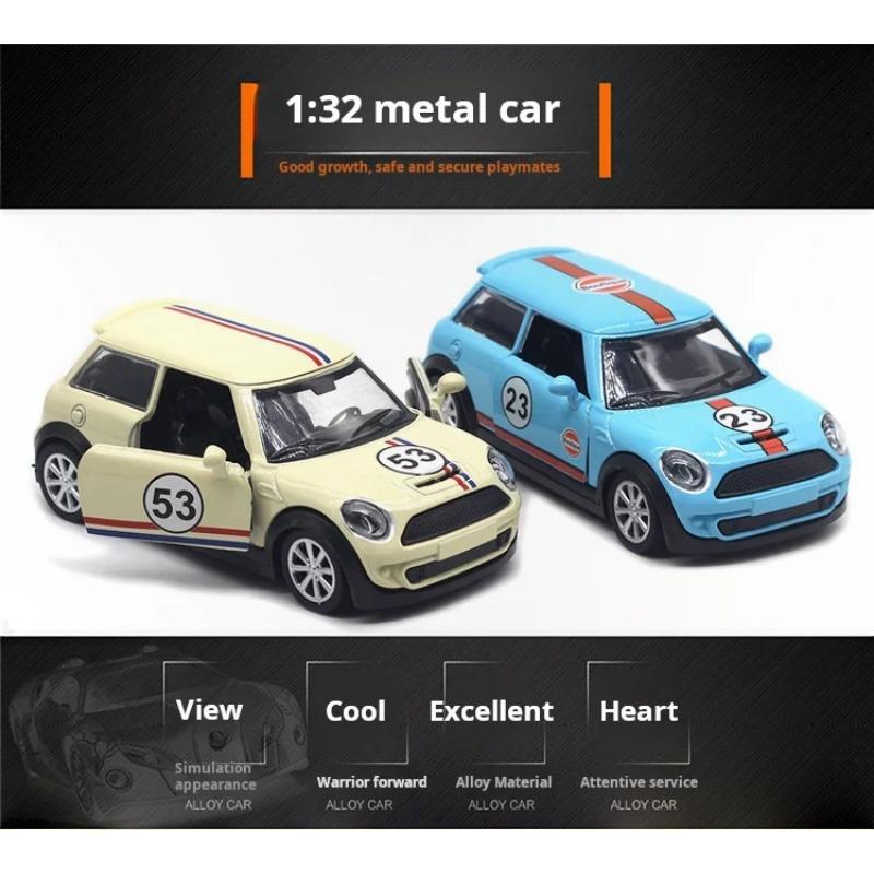 1/32 Scale Alloy Model Mini Painting 53 Racing Classic Model Pocket Toy Pull-Back Door Car Model Children's Toy