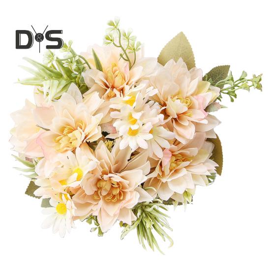 Simulated Flower Bouquet 5 Forks Flower Leaves Artificial Bouquet Realistic Silk Flowers Indoor Outdoor Decoration