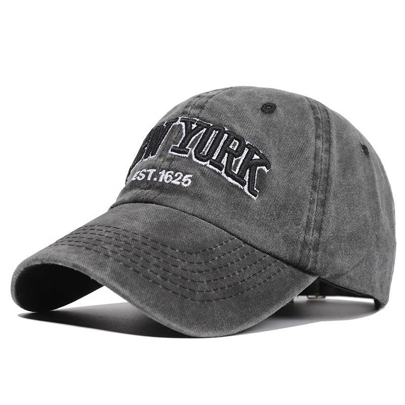 Retro English Letter Embroidered Baseball Cap New Style Wash Cotton Denim Baseball Cap Men and Women Sun Protection Sun Hat