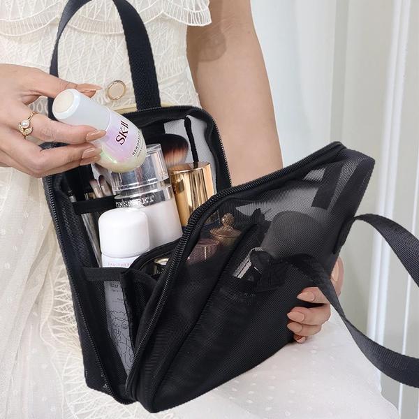 Large Capacity Cosmetic Bag 2026 Black Mesh Small