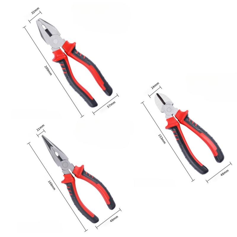 3pcs 6inch Electric Wire Pliers Large Opening Sharp Multifunction Tool for Cutting Twisting Gripping Metal Wires Heavy Duty Tool
