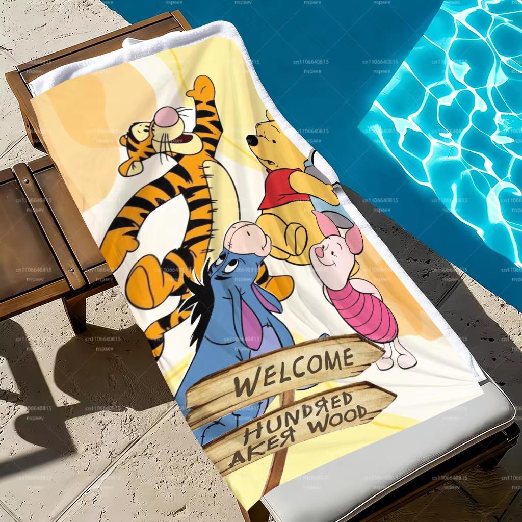Tigger Winnie the Pooh Beach Towel, Cute Cartoon Full Print Quick Dry Sand Free Soft Bath Towel for Kids Adults Pool Travel