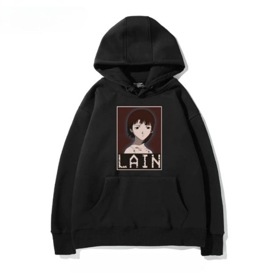 Serial Experiments Lain Funny Hoodie Hip Hop Graphic Sweatshirt Poleron Hombre Streetwear Harajuku Tracksuit Oversized Clothes