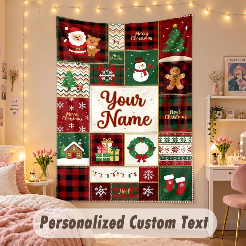 Wall Hanging TapestryChristmas Custom Name Print Art For Indoor Home Room Decoration Holiday Gift