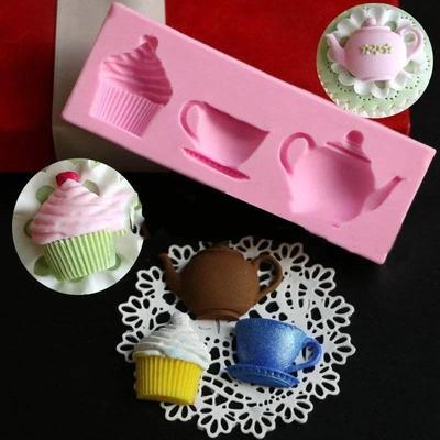 Teiera Tazza Cupcake Forma Creativa 3D Stampo in Silicone Fondant Torta Pasticceria Decorazione Stampo Zucchero Artigianato Strumenti da Forno Accessori Forniture