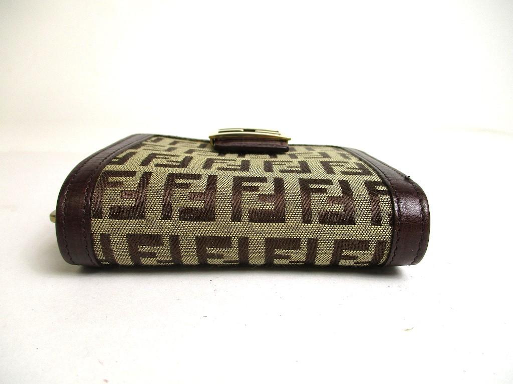 Authentic FENDI Zucca Canvas Brown Leather Bifold Wallet Compact Wallet #a466  Refurbished
