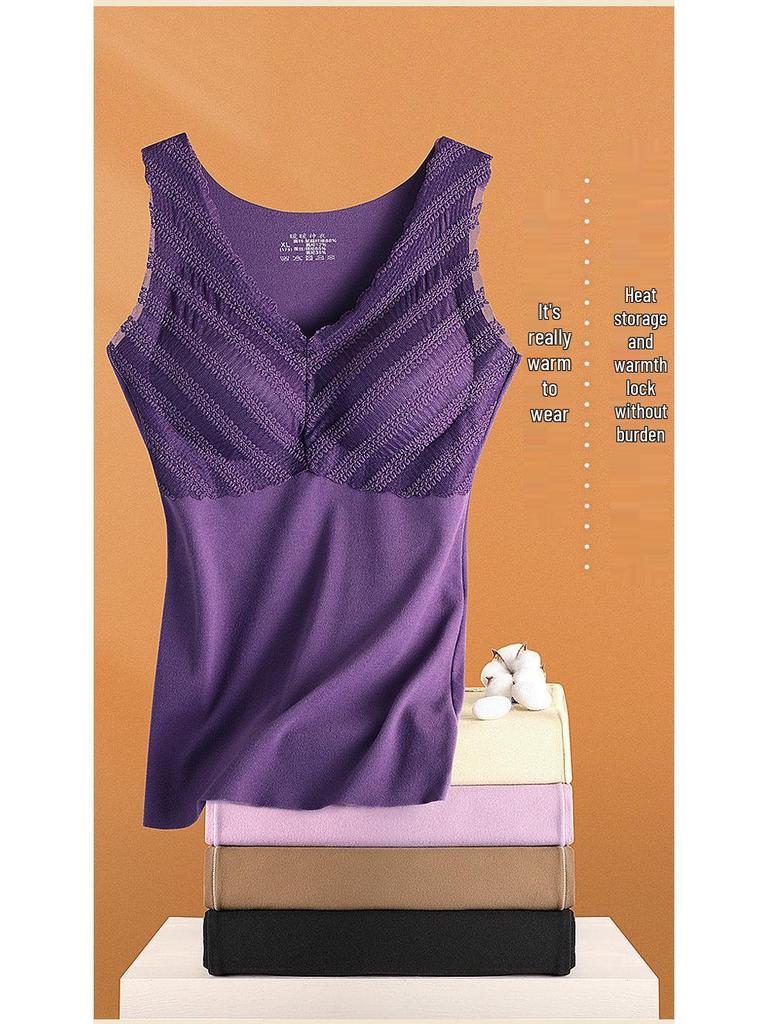 Damen Thermo-Westen-Set mit Samt-Fleece-Futter und integriertem BH für zusätzliche Wärme