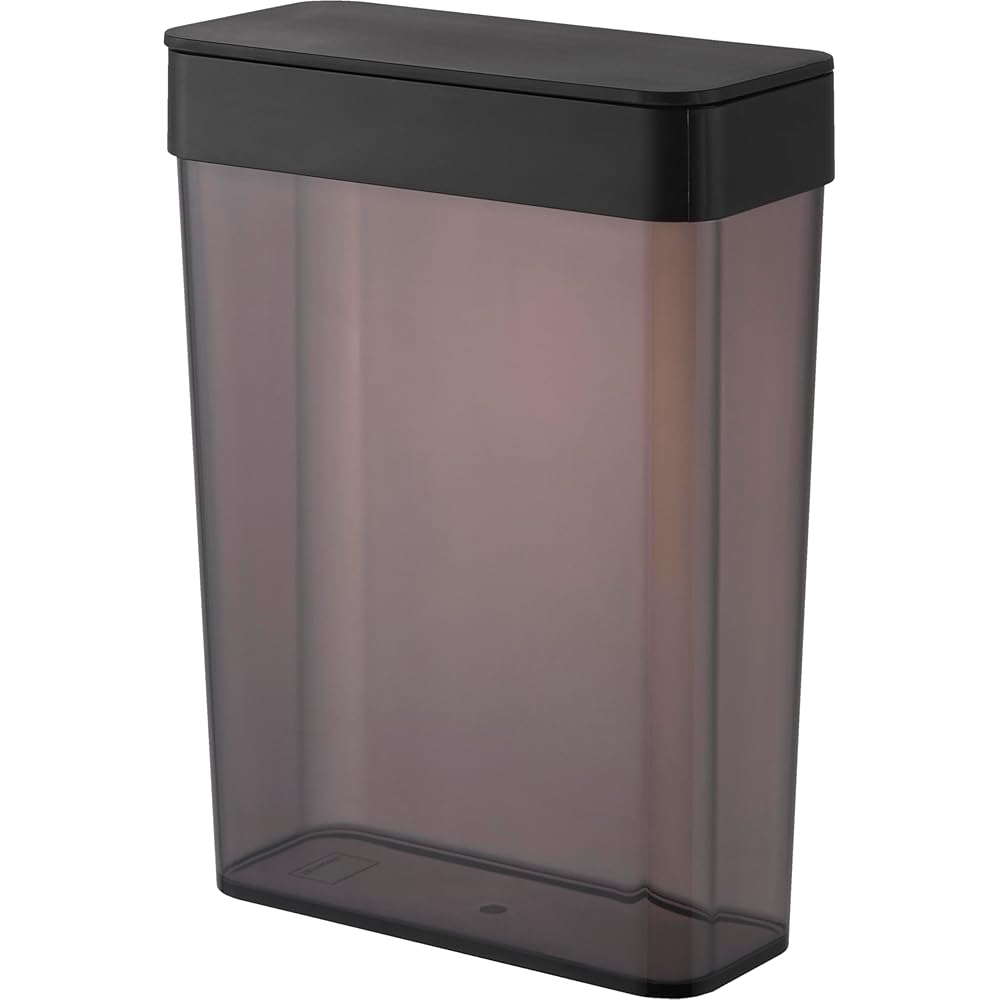 Yamazaki Slim Storage Case with Gasket, 2.3L, Black, W18.5 x D8.6 x H25cm, Tower, Barley Tea Bag, Airtight Storage Container, 10392