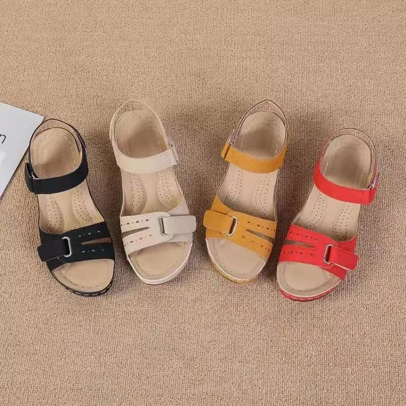 Nouvelles sandales pour femmes, chaussures souples à enfiler, chaussures de marche à bout ouvert, chaussures de fête pour femmes