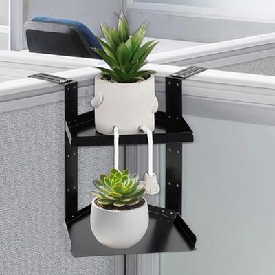 Cubicle Corner Shelf Organizer Stand with Hooks Adjustable Height 2-Layer Metal Shelf Office Corner Bookshelf