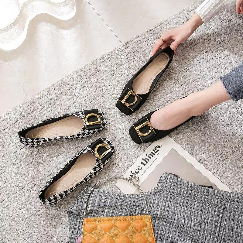 Mote Damesko Super Stor Størrelse 42 43 44 45 Ballerinas for Damer Ny Firkantet Tå Vår Høst Luksussko Kvinner