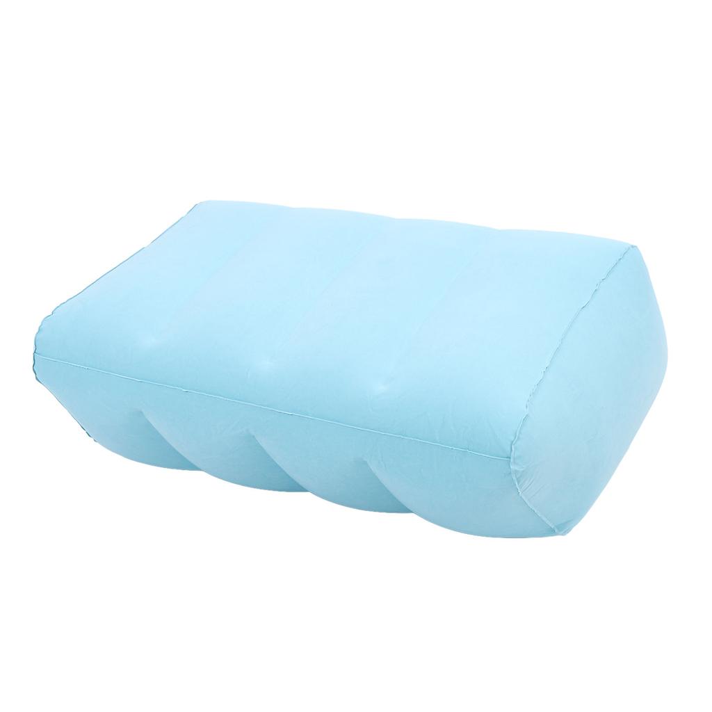 Inflatable Leg Elevation Pillow PVC Flocking Portable Inflatable Leg Wedge Pillow for Sleeping Swelling Blue