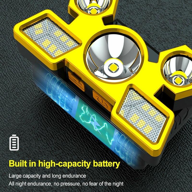 Five Head Lamp Strong Light Rechargeable Fishing Lamp Long Beam Super Bright Head Mounted LED Miner's Lamp Flashlight
