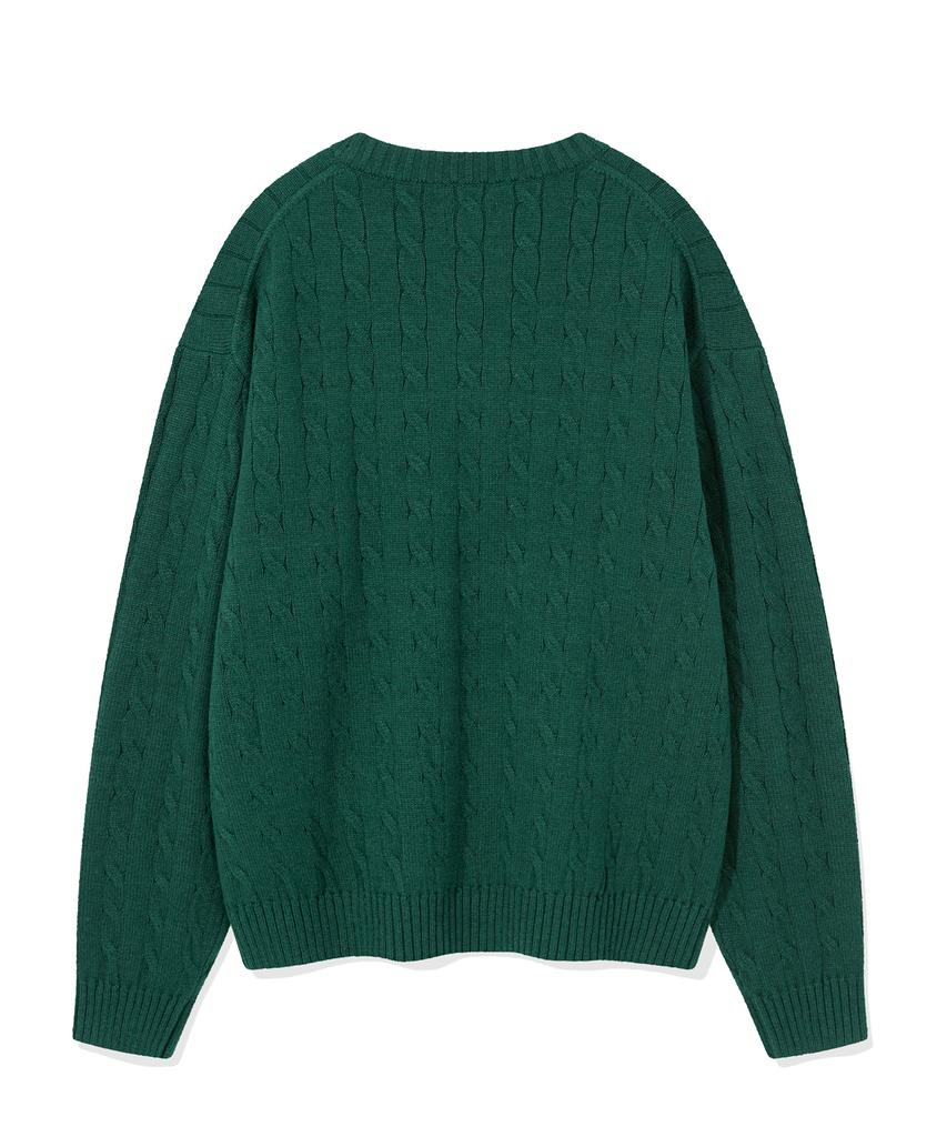 WACKY WILLY Basic Cable Tissue Pullover Green