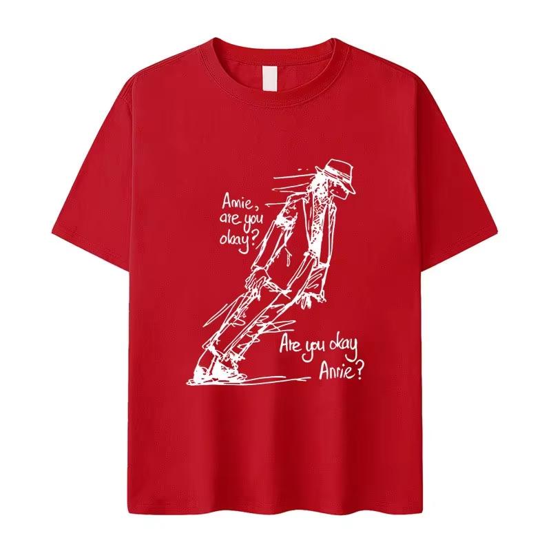 2026 Neues Klassisches Michael Jackson Are You Okay Print Punk Rock Mode Kurzarm T-Shirt Unisex Kleidung Damen Sommer T-Shirt