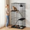 3-Tier Large Cat Cage Indoor, Detachable Metal Wire Kennel with Hammock, Platforms, Tray and Cushions for 1-2 Kittens