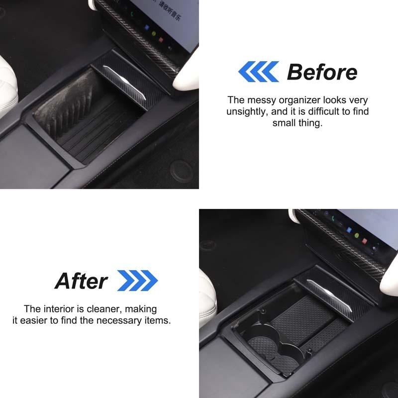 Car Storage Box For Tesla Model X Model S Car Center Console Armrest Storage Box Tray Organizer Anti-Slip Mats Storage Tidying