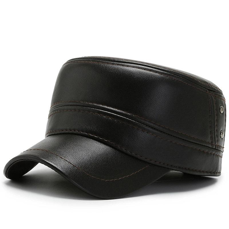 

Новая зимняя ПУ утолщенная защита ушей от холода и ветра, повседневная шляпа с плоским верхом, военная шляпа Adjustable темно-коричневого