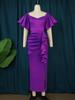 AOMEI Lila, figurbetonte Kleider, kurze Rüschenärmel, Empire-Stil, plissiert, elegante Damen-Midi-Abend-Cocktail-Party-Kleider für Damen