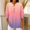 Women's Fashionable Button Collar Long-sleeved Christmas Print Pullover Top