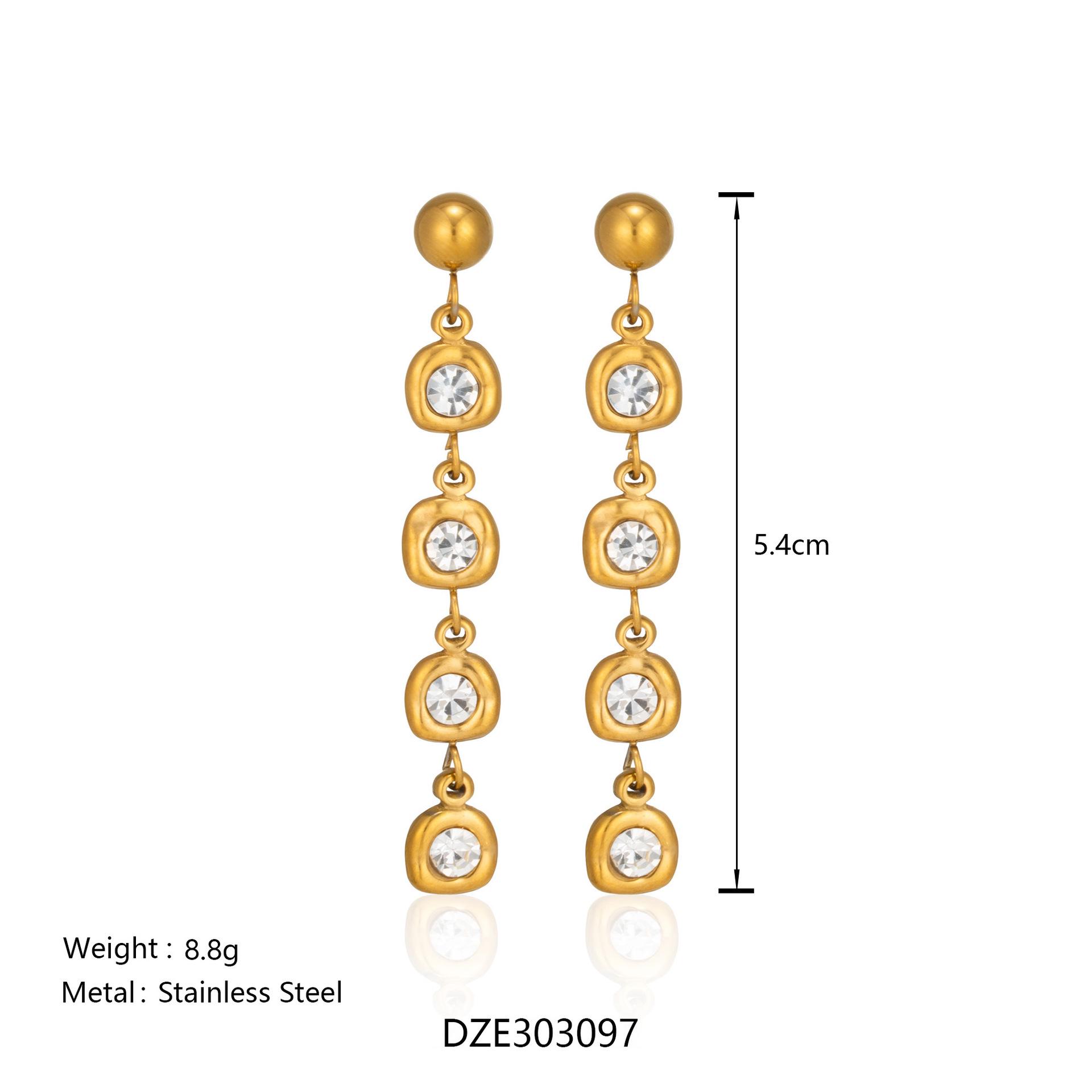 18K Gold-Plated Tassel Zirconia Stud Earrings