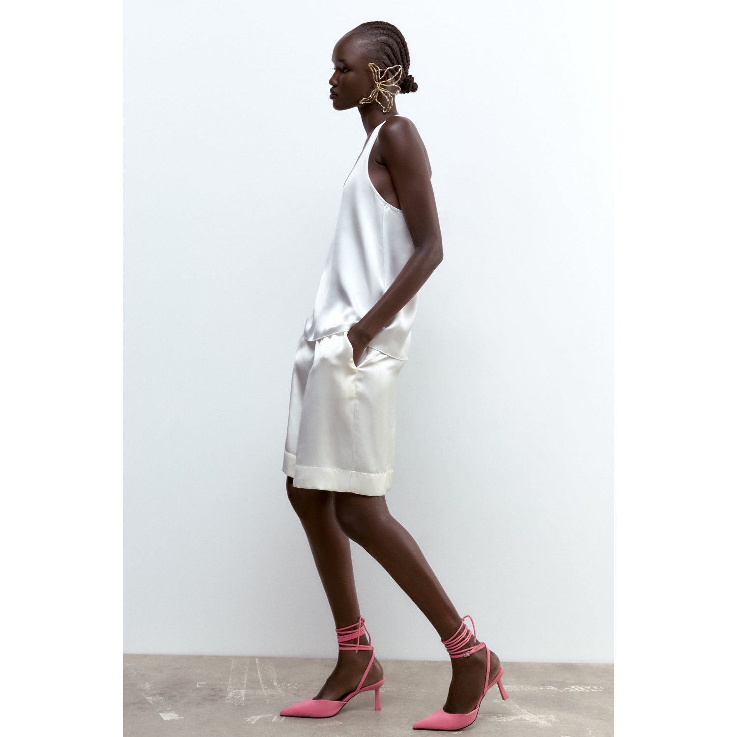 

HIGH-HEEL FABRIC SLINGBACK SHOES