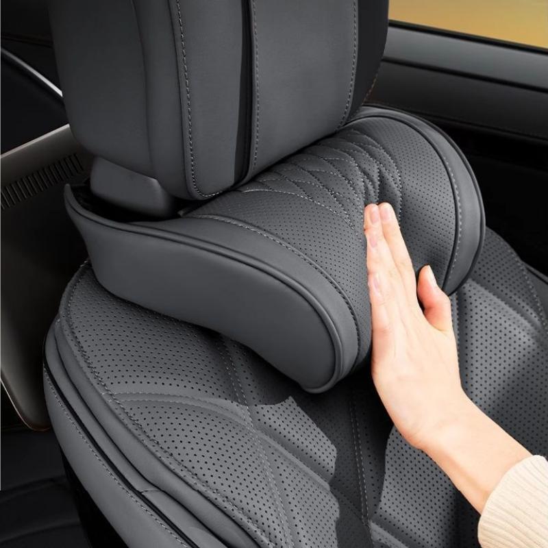 2Pcs Car Headrest Neck Pillows Napa Leather Is Comfortable and Breathable Memory Foam Core Headrest Fit Most Vehicles
