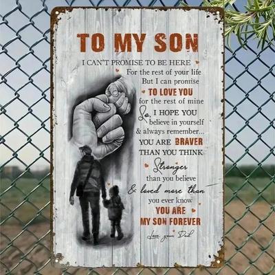 Vintage To My Son Metal Sign Retro Wall Decor for Home Cafe Bar Gift