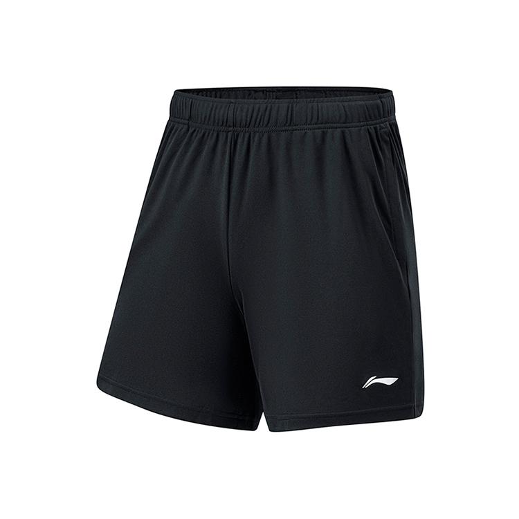 Li-Ning Round Neck Striped Short Sleeve T-Shirt And Solid Color Elastic Shorts Casual Sports Set Unisex sets Ice-River-Blue Black AATU015-2