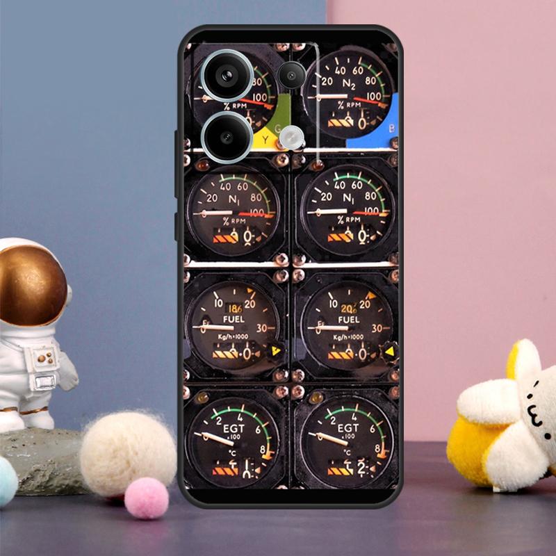 Aircraft Cockpit Dashboard Case For Xiaomi Redmi Note 14 13 9 10 11 12 15 Pro Plus Redmi 15 15C 14C 10C 12C 13C Cover