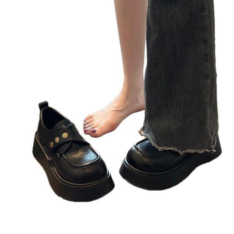 Small leather shoes women's black platform heightening temperament single shoes spring new Mary Jane