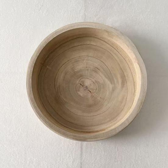 Wooden Round Storage Tray Multi-purpose Fruit Treats Candies Desserts Appetizer Snacks Serving Tray Farmhouse Rustic Decorative Bowl Kitchen Supplies
