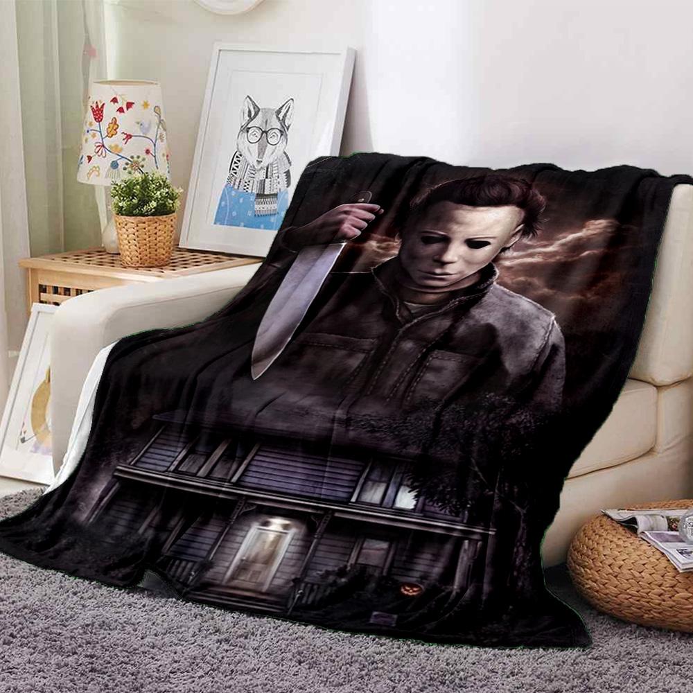 Halloween Horror Icon Flannel Blanket Super Soft Warm Cozy Blanket For Sofa Bed Office Travel Allseason Home Decor Gift