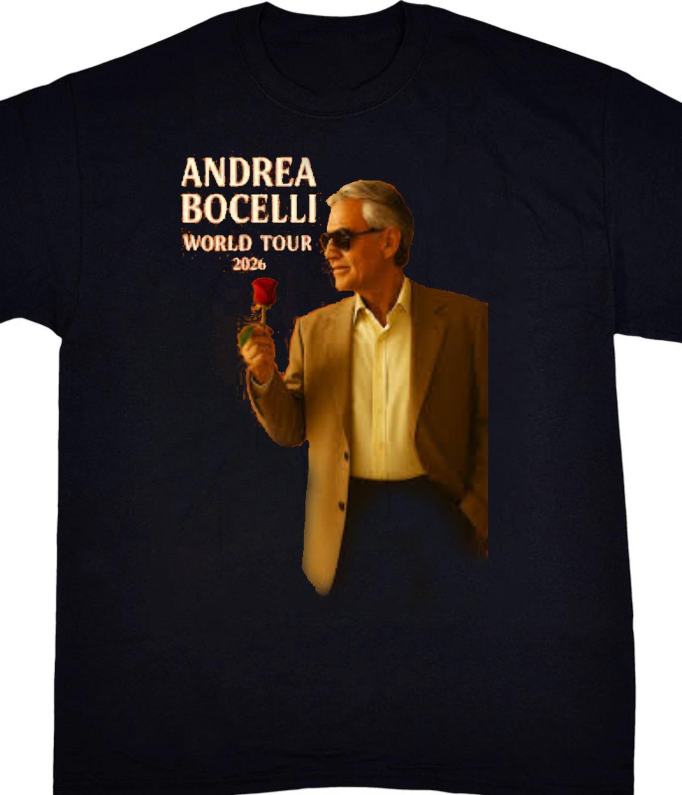 New Rare Andrea Bocelli On Tour 2026 Short Sleeve Black S to 5XL Shirt SG566 S разноцветный