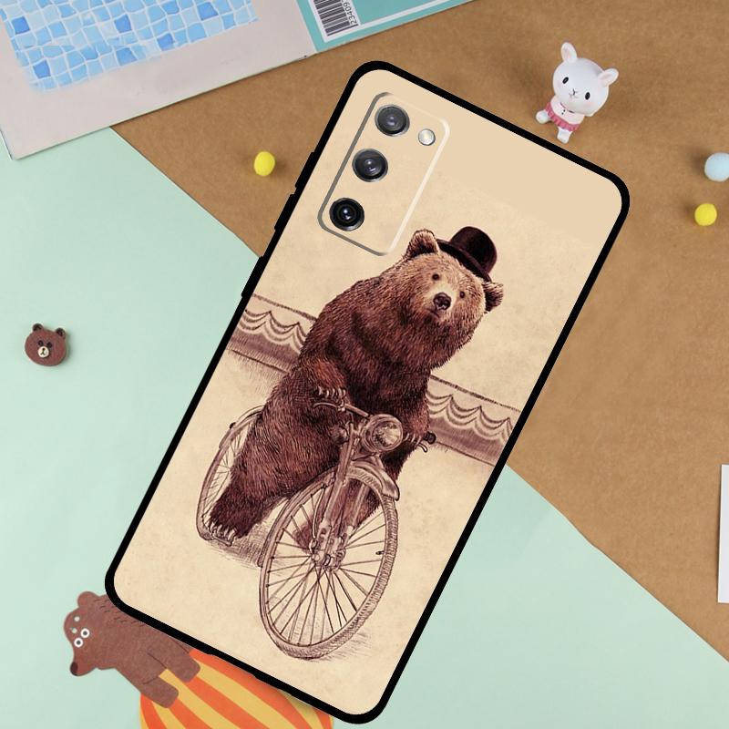 Cartoon Grizzly Bear Soft Case For Samsung Galaxy S25 Ultra S9 S10 S20 S21 S22 S23 S24 Plus S24 FE Funda Cover