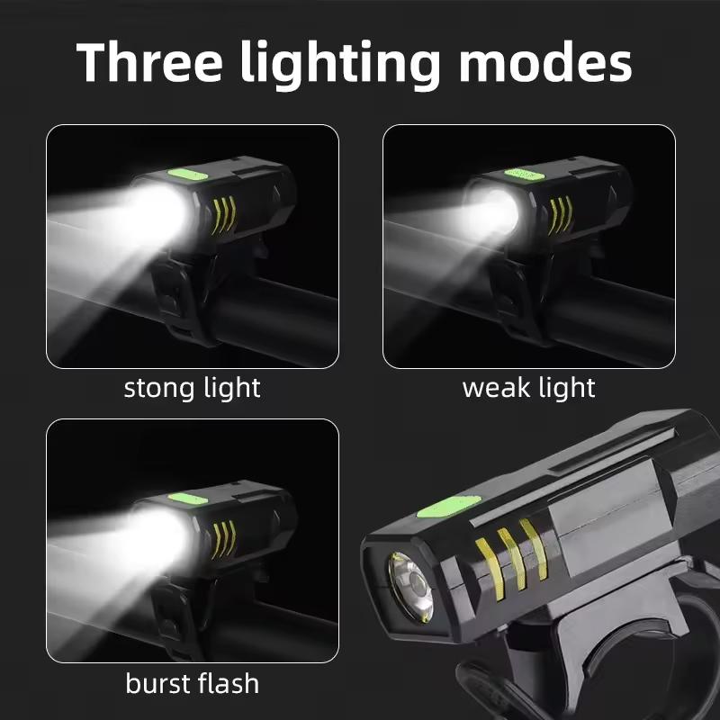 USB Rechargeable Bike Headlight Waterproof Bright LED Bicycle Flashlight High Lumen Cycling Safety Strobe Warning Light 7