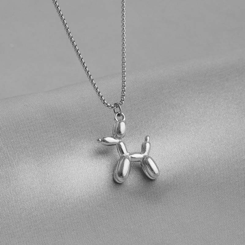 Silver Cute Animal Balloon Dog Necklaces Creative Pendant Clavicle Chain Necklace Ladies Girl Jewelry