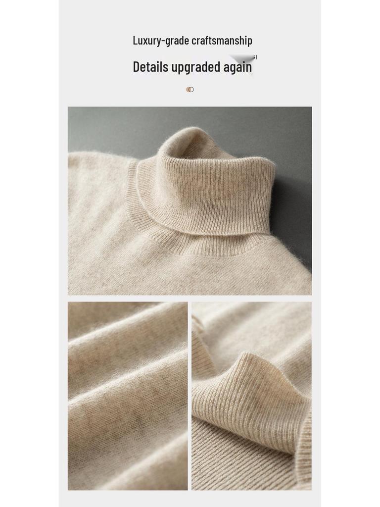 Men's Business Casual High Turtleneck Pure Cashmere Sweater