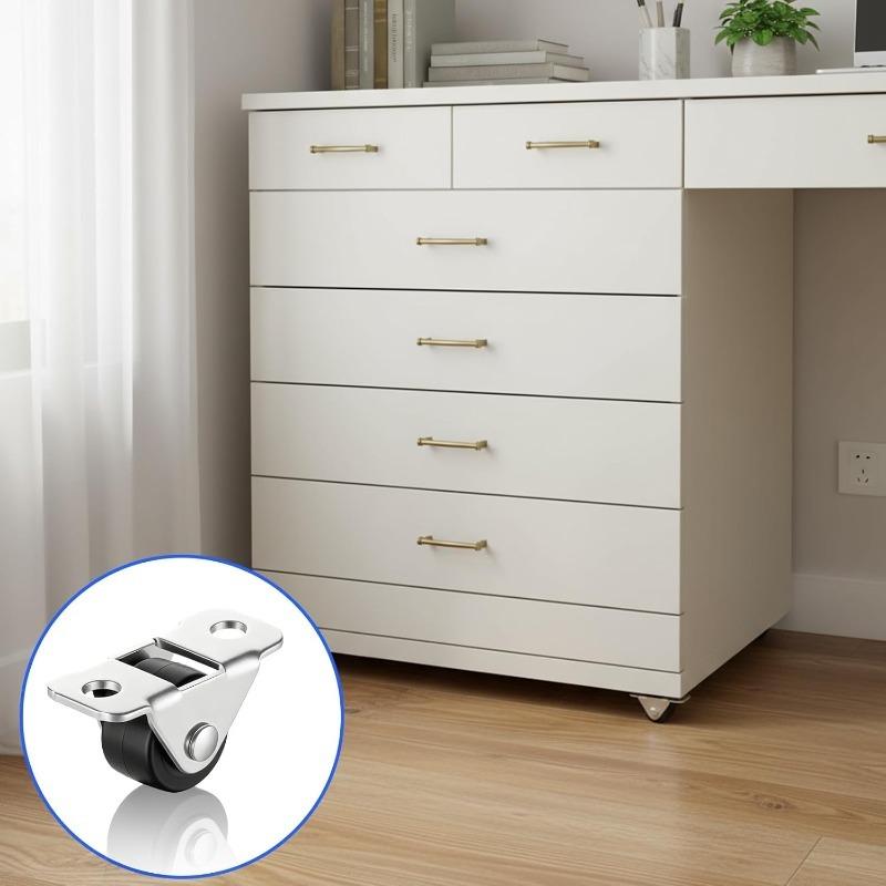 Small Wheel Casters Universal Directional Furniture Wheel Sliding Door Pulley Drawer Table Chair Rubber Rolling DIY Fixed Caster