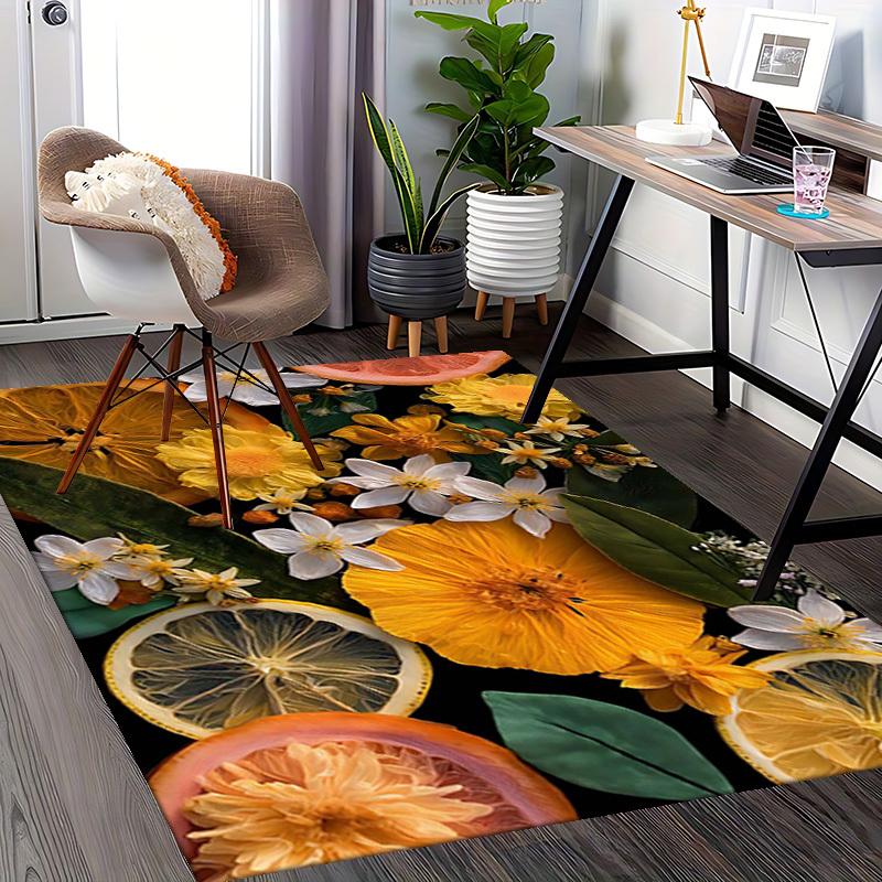 1pc Citrus Floral Office Chair Mat - Festive Gift for Home Decor, Suitable for All Seasons and Rooms.P049
