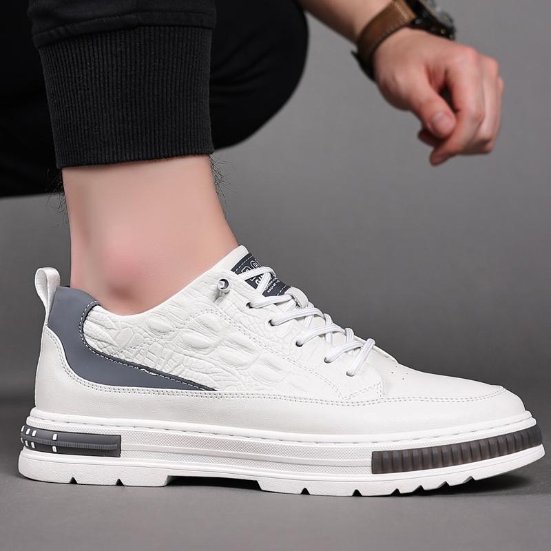 FashionClassic Herren-Sneakers Plateau Herren Komfort Leder Skateboardschuhe Herren Schnürschuhe Weiße Sneakers Herren Zapatillas De Skate