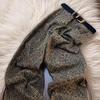 Jeans Feminino Tendência 2026 Cintura Alta Perna Larga Estampa de Leopardo