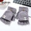 GRGN Winter Half-Finger Flip-Top Plush-Lined Gloves