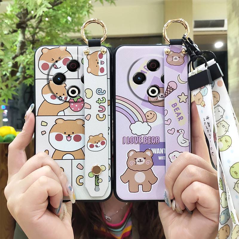 Dirt-resistant Anti-knock Phone Case For Tecno Spark30 4G/KL6 Silicone Anti-dust Phone Holder Wristband Ring Cute